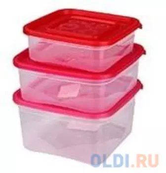 НАБОР ЕМКОСТЕЙ ПЛАСТ. ДЛЯ ХРАНЕНИЯ 3 ШТ. КВАДРАТ. (0,4 Л - 0,7 Л - 1 Л) (1/24) "АЛЬТЕРНАТИВА" М1925