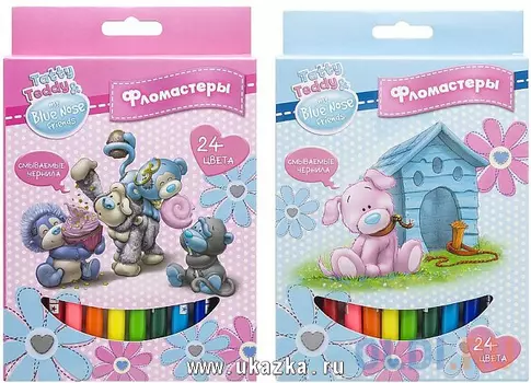 Набор фломастеров ACTION! Blue Nose Friends, 24 цв., картон с е/п, 2 диз.