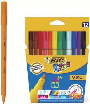 Набор фломастеров BIC "VISA" 0.9 мм 12 шт ассорти