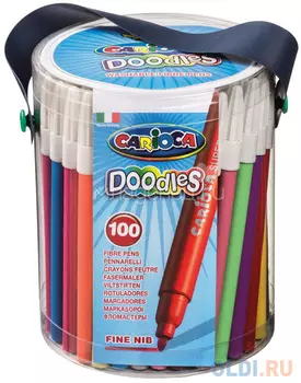 Набор фломастеров CARIOCA DOODLES, 100 шт., в пластиковом ведерке на лямке
