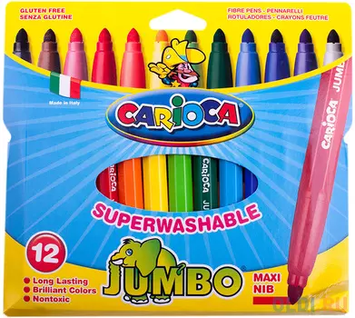 Набор фломастеров CARIOCA JUMBO, 12 цв., в картонном конверте с европодвесом