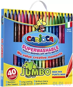 Набор фломастеров CARIOCA JUMBO, 40 цв., в картонном чемоданчике