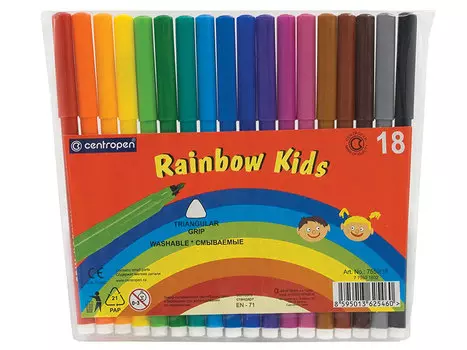 Набор фломастеров Centropen Rainbow Kids 7550/18 1 мм 18 шт
