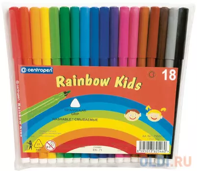 Набор фломастеров Centropen Rainbow Kids 7550/18 18 шт разноцветный