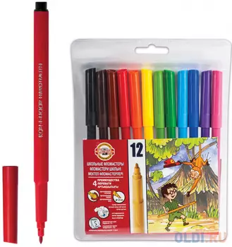 Набор фломастеров Koh-i-Noor 771002AB04TERU 1 мм 12 шт ассорти