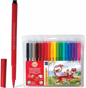 Набор фломастеров Koh-i-Noor 771002AH04TERU 1 мм 18 шт ассорти