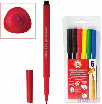 Набор фломастеров Koh-i-Noor 771002JF04TERU 1 мм 6 шт ассорти