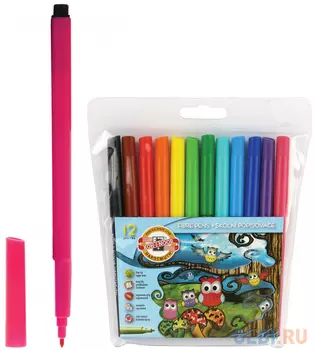 Набор фломастеров Koh-i-Noor Совы 1 мм 12 шт