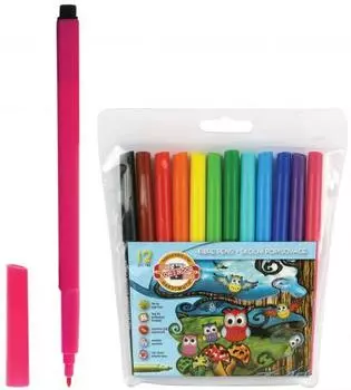 Набор фломастеров Koh-i-Noor Совы 1 мм 12 шт oem