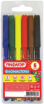 Набор фломастеров ПИФАГОР - 1 мм 6 шт