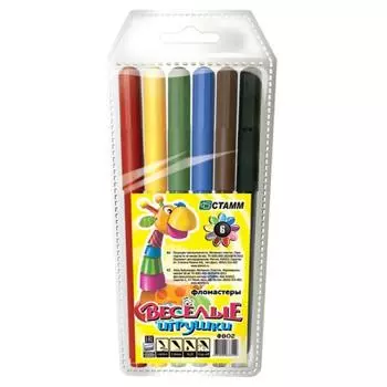 Набор фломастеров СТАММ ВЕСЕЛЫЕ ИГРУШКИ 1 мм 6 шт разноцветный ФВ02