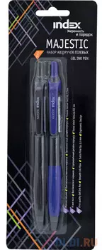 Набор гелевых ручек автоматическая Index Majestic 2 шт синий черный 0.5 мм IGP234/2
