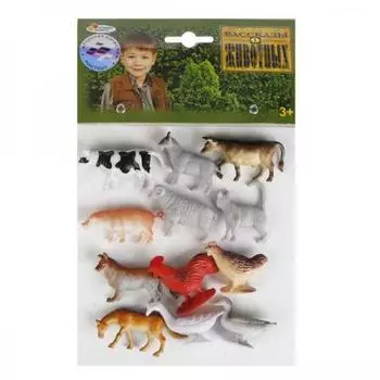 НАБОР ИЗ 12-И ДОМАШНИХ ЖИВОТНЫХ "ИГРАЕМ ВМЕСТЕ" 5СМ, В АССОРТ. В ПАК. С РУСС. ХЕДЕРОМ в кор.6*24наб