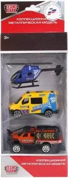 НАБОР ИЗ 3-Х МАШИН "ТЕХНОПАРК" МЕТАЛЛ. 7,5СМ, В АССОРТ. В РУСС. КОР. в кор.2*84наб