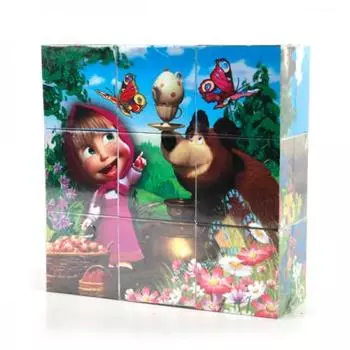 НАБОР ИЗ 9-И КУБИКОВ "ИГРАЕМ ВМЕСТЕ" МАША И МЕДВЕДЬ В ПЛЕНКЕ в кор.30наб