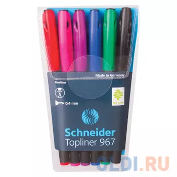 Набор капиллярных ручек капилярный SCHNEIDER "Topliner 967" 6 шт ассорти 0.4 мм