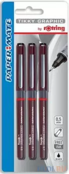 Набор капиллярных ручек Rotring Tikky Graphi 3 шт черный S0814895 1904812 толщина 0.3/0.5/0.7мм