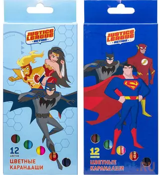 Набор карандашей цветных ACTION!DC Comics ,12 цв, европодвес,.