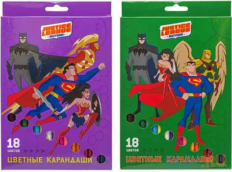 Набор карандашей цветных ACTION!DC Comics ,18 цв. европодвес