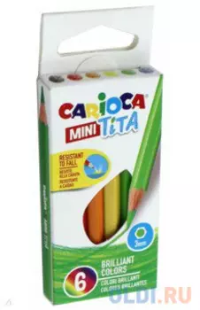 Набор карандашей цветных пластиковых Carioca MINI Tita 6 цв, длина карандаша 8,5 см, в картонной кор