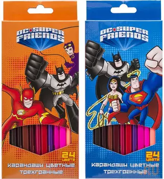 Набор карандашей цветных трехгранных, ACTION! DC Comics!, 24 цв, европодвес