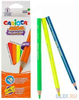 Набор карандашей-текстовыделителей деревянных Carioca Neon, 6 цветов, в картонной коробке с европод
