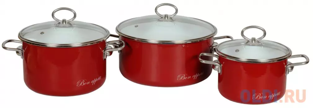 Набор кастрюль СТАЛЬЭМАЛЬ Bon appetit 8DB035S