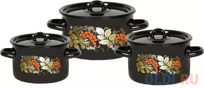 Набор кастрюль СТАЛЬЭМАЛЬ Рябина 1С33