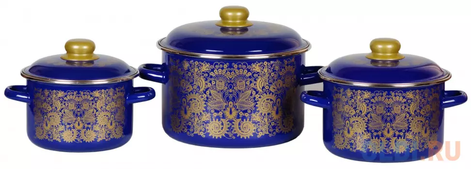 Набор кастрюль СТАЛЬЭМАЛЬ Узор 3KB191M