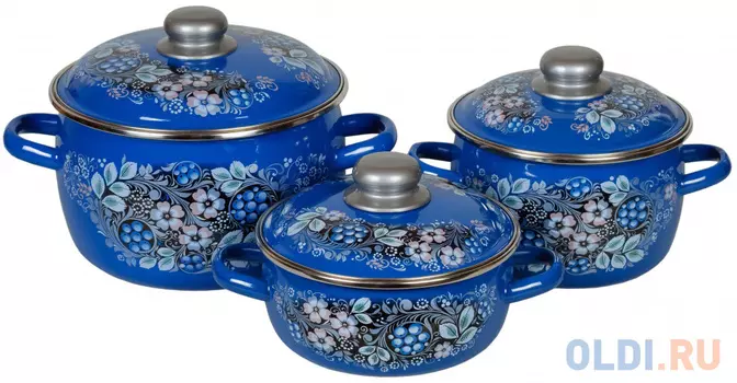 Набор кастрюль СТАЛЬЭМАЛЬ Вологодский сувенир 8KA071M
