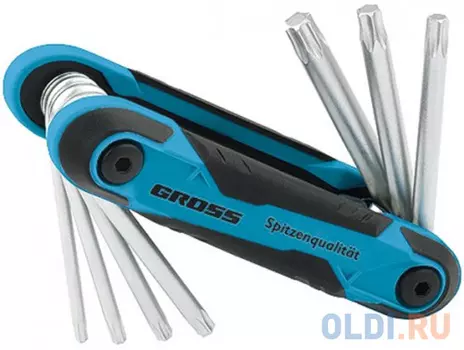 Набор ключей GROSS 16413 имбусовых tamper-torx tt10-tt40 crv складные 7шт.