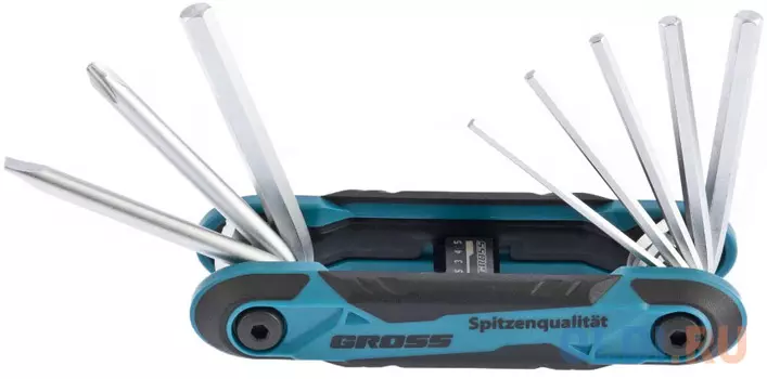 Набор ключей имбусовых универсальный, PH,SL,HEX, CrV, складные, 8 шт.// Gross