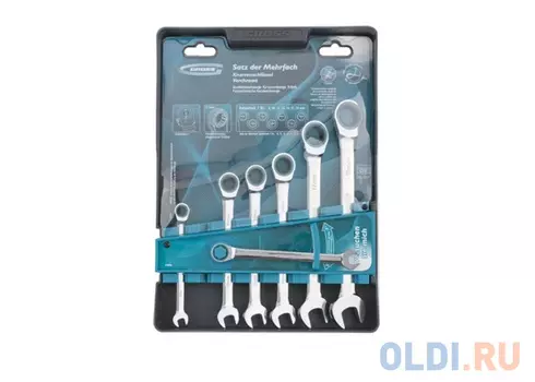 Набор ключей комбинированных GROSS 14890 с трещоткой, 8 - 19 мм, 7шт., CrV