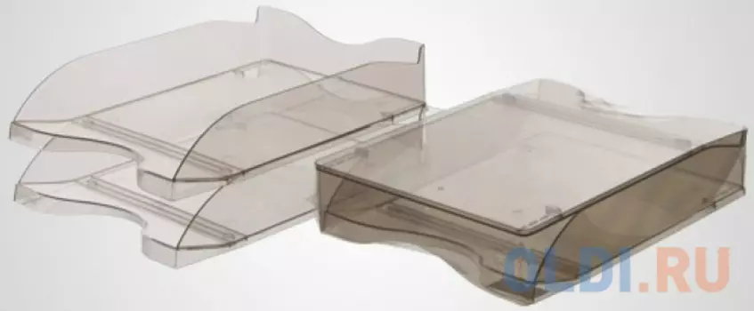 Набор лотков горизонтальный Стамм ЛТ607 Люкс 2отд. 265x355x75мм коричневый/тонированный пластик