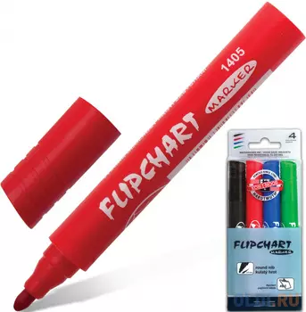 Набор маркеров для флипчарта Koh-i-Noor 771405JD03PKRU 2.5 мм 4 шт красный зеленый синий черный