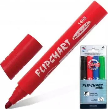 Набор маркеров для флипчарта Koh-i-Noor 771405JD03PKRU 2.5 мм 4 шт красный зеленый синий черный