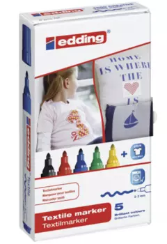 Набор маркеров для ткани Edding Маркеры для ткани 2-3 мм 5 шт ассорти