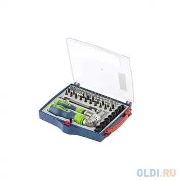 Набор отверток СИБРТЕХ 13363 отвертки реверсиные с набором бит торцевых головок 61 предм. crv