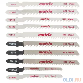 Набор полотен для электролобзика по дереву, 10 шт, T-SET1007// Matrix