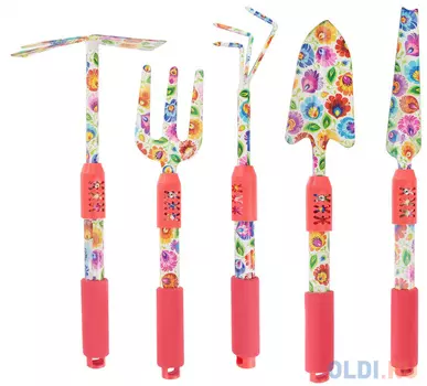 НАБОР САД."ЖАР-ПТИЦА" 5 ПР.(СОВОК,КОРНЕУД.,ВИЛКА,РЫХЛ.,МОТЫЖ.) (1/10) "FEONA" 126-2005/ AJ1002-1006b