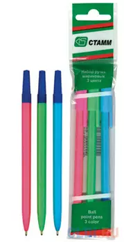 Набор шариковых ручек СТАММ РШ06 3 шт разноцветный 1 мм в ассортименте РШ06