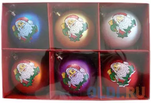 Набор шаров Winter Wings Дед Мороз, с ручной росписью 7 см 6 шт в ассортименте N06470