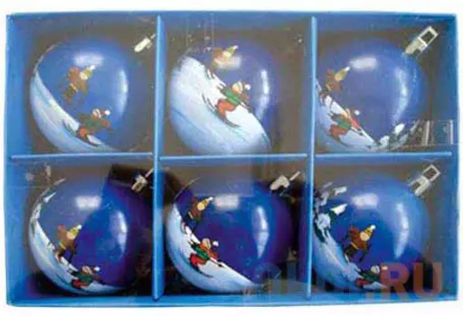 Набор шаров Winter Wings Лыжник, с ручной росписью 6 см 6 шт цвет в ассортименте N06444