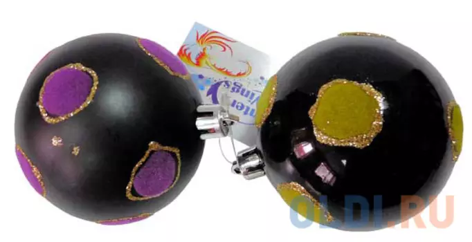 Набор шаров Winter Wings "Шар цветные горошины" 7 см 2 шт черный пластик
