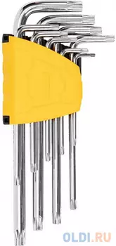 Набор шестигранных ключей TORX Deli DL3091 9 шт. Размер: 1/16”-3/8”. Хромированный. Технические характеристики: Т10,Т15,Т20,Т25,Т2