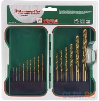 Набор сверл HAMMER Flex 202-918 DR набор No18 1,0-10мм металл, 15шт.