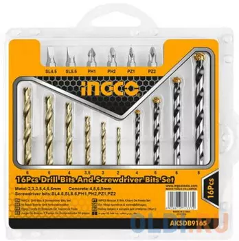Набор сверл и бит 16шт INGCO AKSDB9165