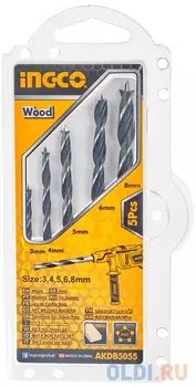 Набор сверл по дереву 5шт INGCO AKDB5055