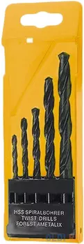 Набор сверл по металлу, 1,5-2,5-3-4-5 мм, HSS, 5 шт., пласт. бокс, цилинд. хвостовик// Sparta