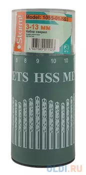 Набор сверл STURM! 1055-01-SS3 по металлу 1-13мм в стакане 16шт.
